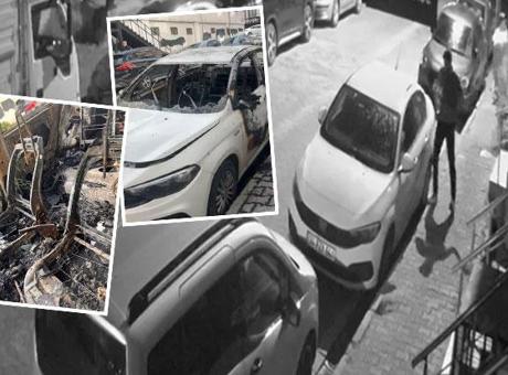 İstanbul'da Enişte Korkusu: Araç Yangını Güvenlik Kamerasında