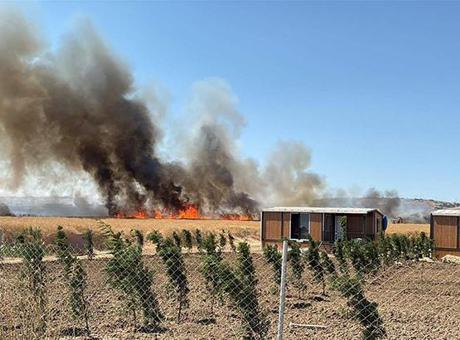 Tekirdağ'da Tarım Alanında Çıkan Yangın Konteyner ve Barakalara Sıçradı