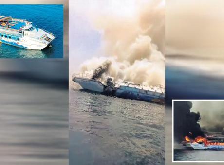 Yanan gezi teknesinde can pazarı: 115 kişi denize atlayarak kurtuldu
