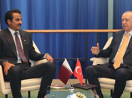 Cumhurbaşkanı Erdoğan Katar Emiri Temim ile görüştü