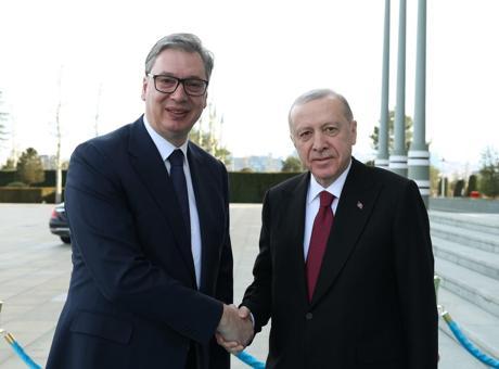 Cumhurbaşkanı Erdoğan, Sırbistan Cumhurbaşkanı Vucic'i Külliye'de Ağırladı