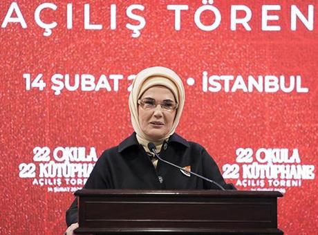 Emine Erdoğan, '22 Okula 22 Kütüphane' Projesinin Açılışında Kütüphanelerin Öğrenmedeki Rolünü Vurguladı
