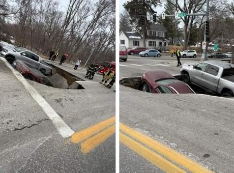 Nebraska'da Kırmızı Işıkta Bekleyen Araçlar Aniden Açılan Çukura Düşerek Korku Dolu Anlar Yaşattı