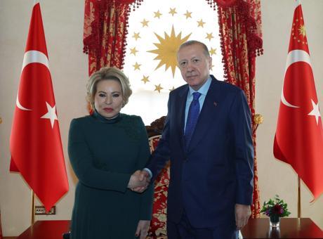 Cumhurbaşkanı Erdoğan, Rusya Federasyon Konseyi Başkanı Matviyenko'yu Kabul Etti