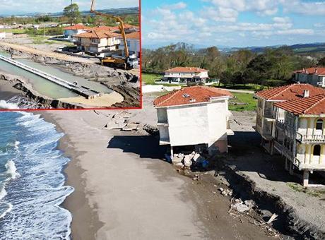Sakarya'da Erozyona Karşı Sahil Koruma Duvarı İnşaatı Başladı