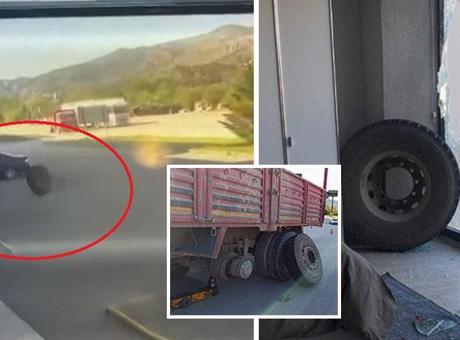 Amasya'da Şaşırtıcı Olay: Kamyondan Fırlayan Tekerlek Mağaza Camını Kırdı