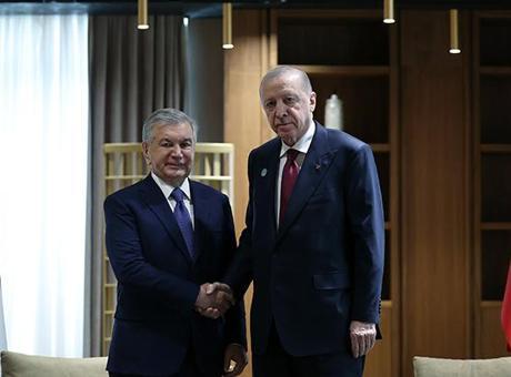 Cumhurbaşkanı Erdoğan, Türkistan'da Özbekistan Lideri Mirziyoyev ile Bir Araya Geldi