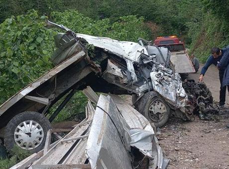 Giresun'da Kontrolü Kaybeden Kamyonet Uçuruma Yuvarlandı: Kazadan Sağ Çıkmayı Başardılar