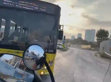 İETT Otobüsü Kırmızı Işıkta Geçti, Motosikletli Son Anda Kurtuldu