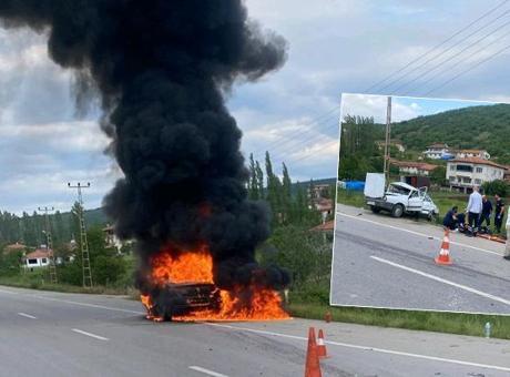 Korkunç Kaza: Dede ve Torunu Hayatını Kaybetti, Otomobil Alev Alev Yandı