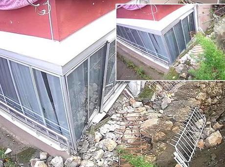 Amasya'da Duvar Çökmesi: O Anlar Kamerada Kaydedildi