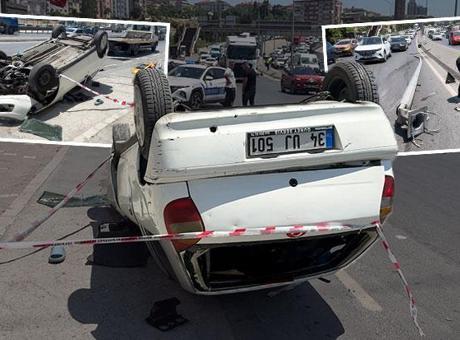 İstanbul'da Feci Kaza: Otomobil Aydınlatma Direğine Çarparak Takla Attı