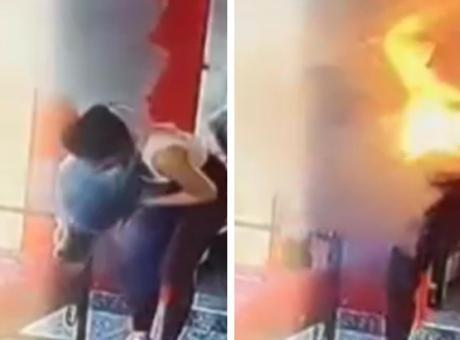 Kazakistan'da Spor Salonunda Taşınabilir Şarj Cihazı Patladı: Kadın Alevler İçinde Kaldı