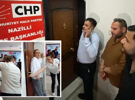CHP Nazilli'de koltuk kavgası büyüyor! Eski yönetim kapıyı kilitledi, yeni başkan dışarıda kaldı