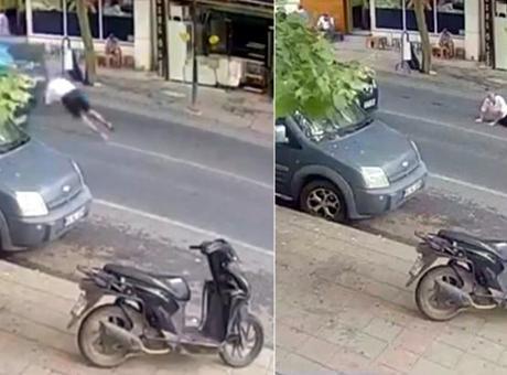 Yolun karşısına geçerken otomobil çarptı; yaşlı adam metrelerce savruldu
