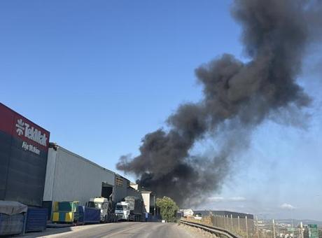 Kocaeli'de yangın! Geri dönüşüm deposunda alevlere teslim oldu