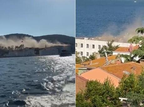 Heybeliada'da Deniz Harp Okulu'nun çatısında yangın