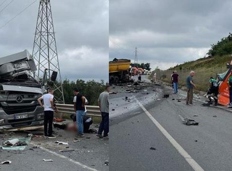 Şile yolunda feci kaza! 2 TIR çarpıştı, ortalık savaş alanına döndü