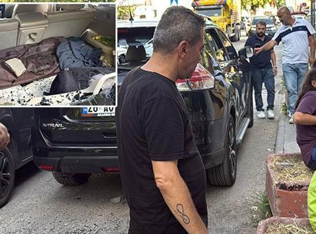 Trafik magandaları aracın camını taşla kırdı, eşi ve çocuklarının önünde babayı darbetti