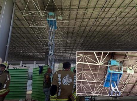 Edirne Otogarı'nda can pazarı! İnşatta sepetli vinç alev aldı; 2 işçi yaralı