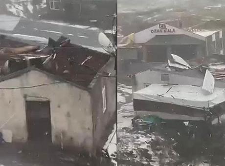 Çıldır’da şiddetli dolu ve fırtına: 20’den fazla evin çatısı uçtu