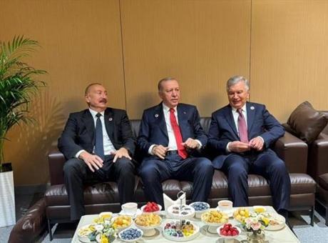 Cumhurbaşkanı Erdoğan, Aliyev ve Mirziyoyev ile bir araya geldi