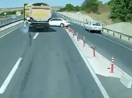 Tekirdağ'da TIR şoförünün dikkati faciayı önledi!