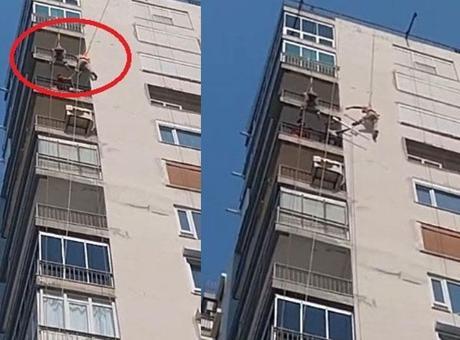 15 katlı binada can pazarı! 2 işçi ölümden döndü