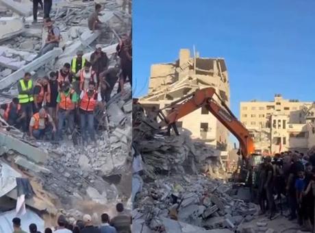 Gazze'de İsrail saldırısında hasar gören bina çöktü! Can kaybı ve yaralılar var